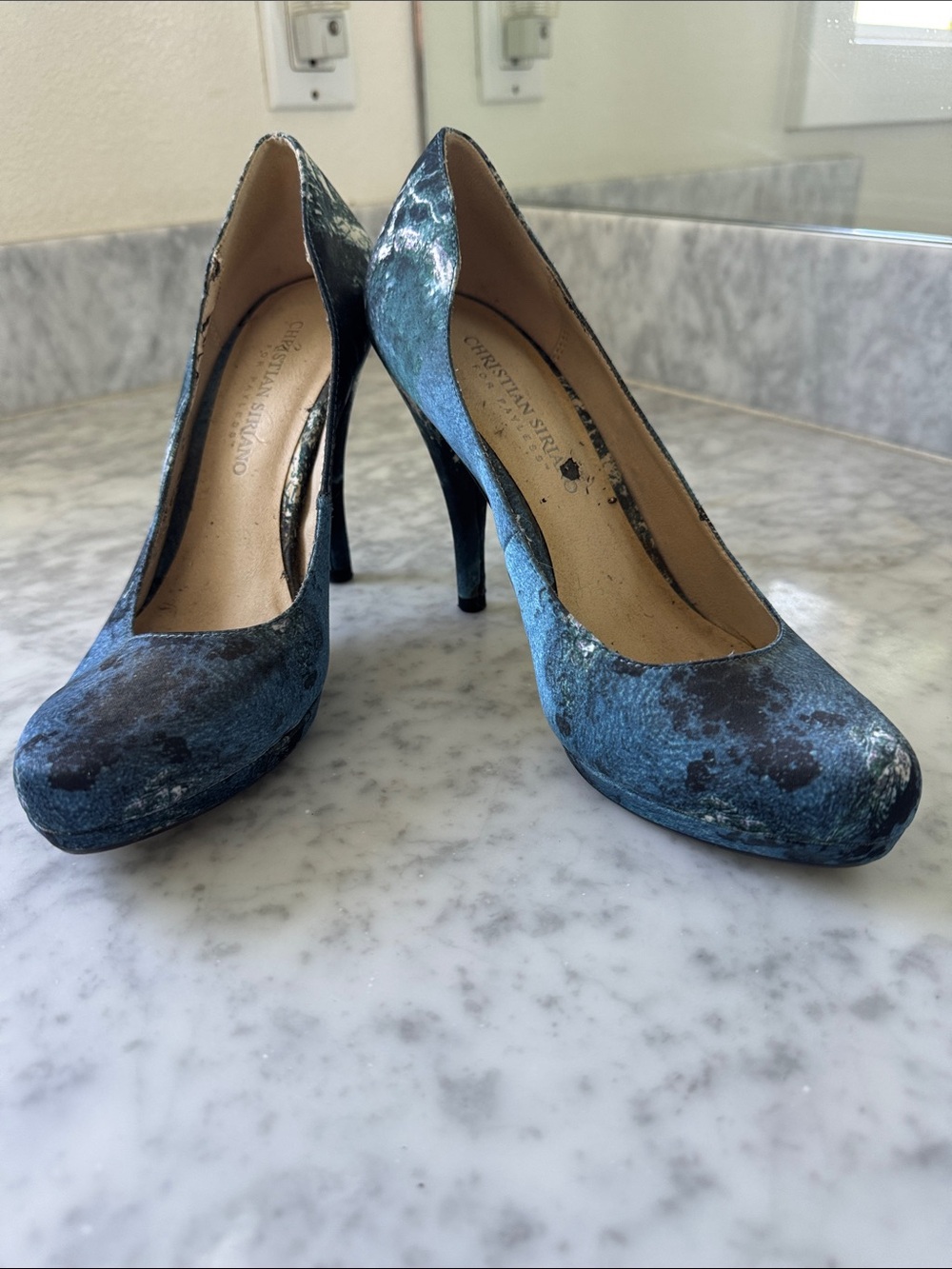 Christian Siriano Teal-Blue Platform High Heels
